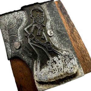 Vintage Man Gardener or Farmer Tending Crops Printing Letterpress Printers Block